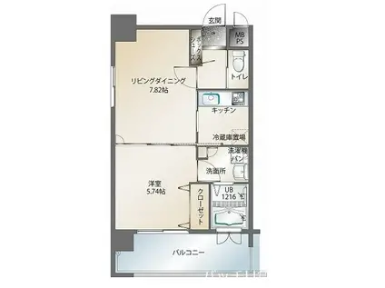 エンクレスト天神南II(2K/14階)の間取り写真