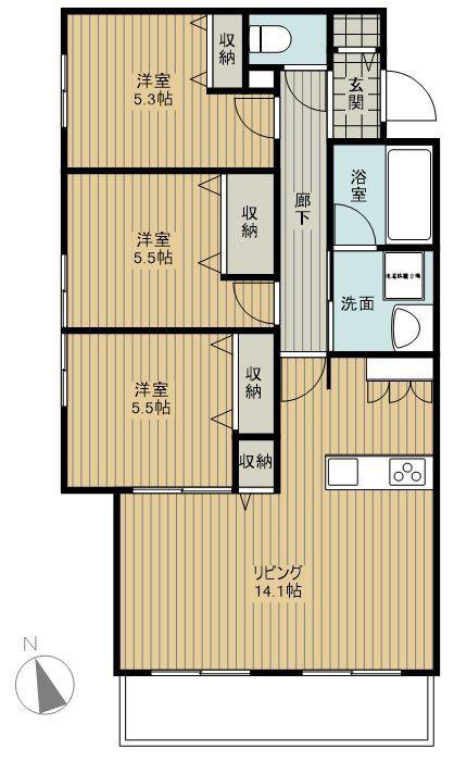 シエロ アズール(3LDK/2階)の間取り写真