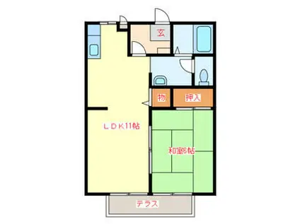 CLAIR溝端(1LDK/1階)の間取り写真