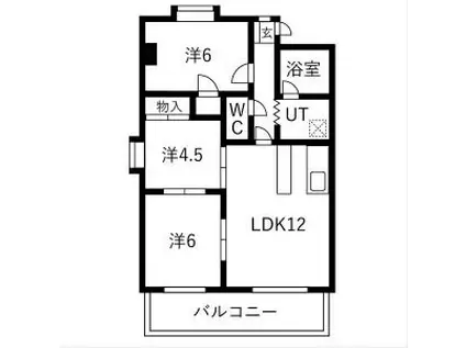 エレガンスニュー小川(3LDK/6階)の間取り写真