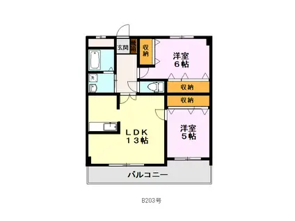 ビッグヴィレッジ(2LDK/2階)の間取り写真