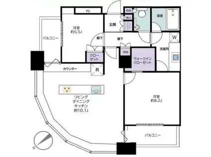 東京ツインパークスライトウイング(2SLDK/29階)の間取り写真