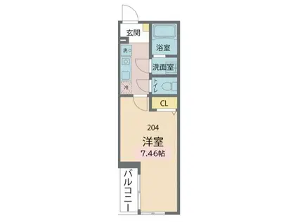 カインドネス所沢美原(1K/2階)の間取り写真