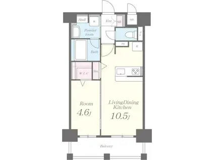 コンセールオオギュウ(1LDK/4階)の間取り写真