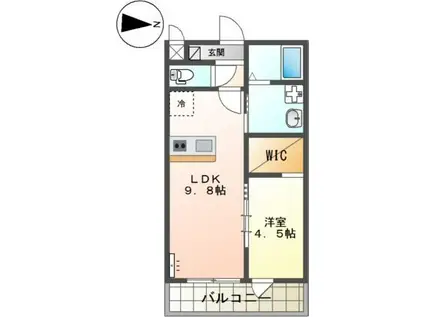 TAKUJI(1LDK/2階)の間取り写真