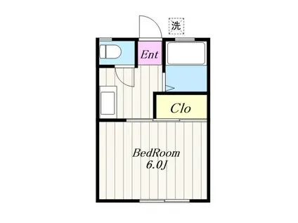 ポルシェ厚木(1K/1階)の間取り写真