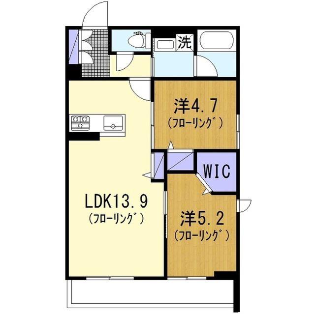 ヴイスタ ルミノーザ ウエスト(2LDK/1階)の間取り写真