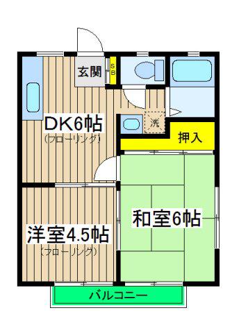 ハイツ東谷(2DK/2階)の間取り写真