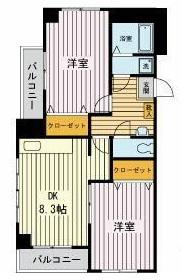グリーンパーク住吉(2DK/6階)の間取り写真