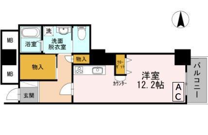 品川シーサイドビュータワーII(1K/18階)の間取り写真
