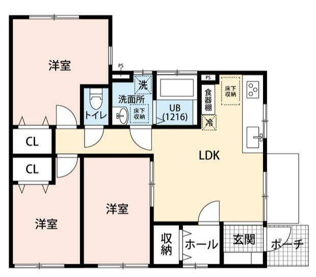 アムールSHINYA(3LDK/1階)の間取り写真