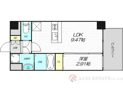 ALIVIS SHIMO-SHINJO SOL TERRACE(1LDK/4階)の間取り写真