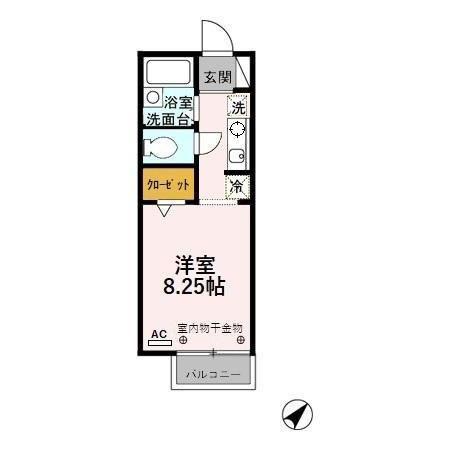 セジュールMAY(ワンルーム/2階)の間取り写真