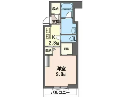 アトリエール(1K/2階)の間取り写真