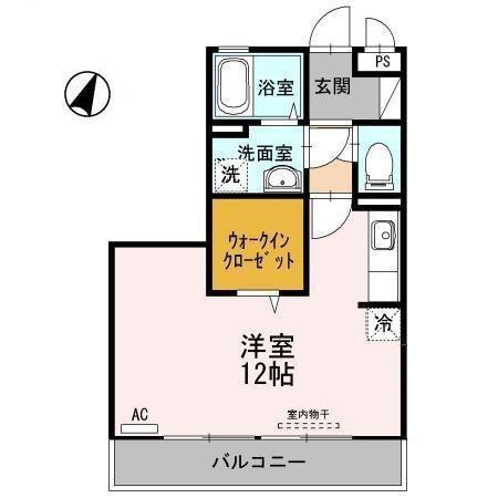 リファルジェント泉D棟(ワンルーム/2階)の間取り写真