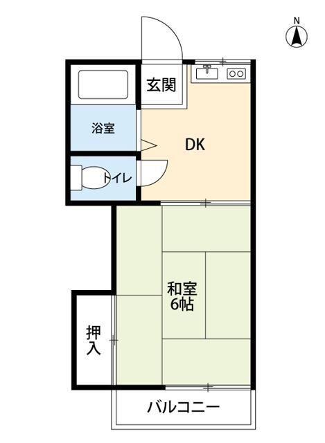 ハイツ白馬(1DK/2階)の間取り写真