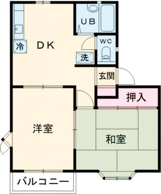 ミモザハウスC(2DK/2階)の間取り写真