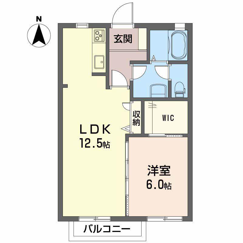 レガロ・K A棟(1LDK/2階)の間取り写真