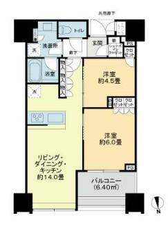 白金ザ・スカイ東棟(2LDK/11階)の間取り写真