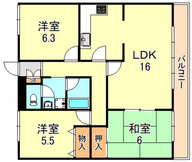 コスタデル明石(3LDK/4階)の間取り写真