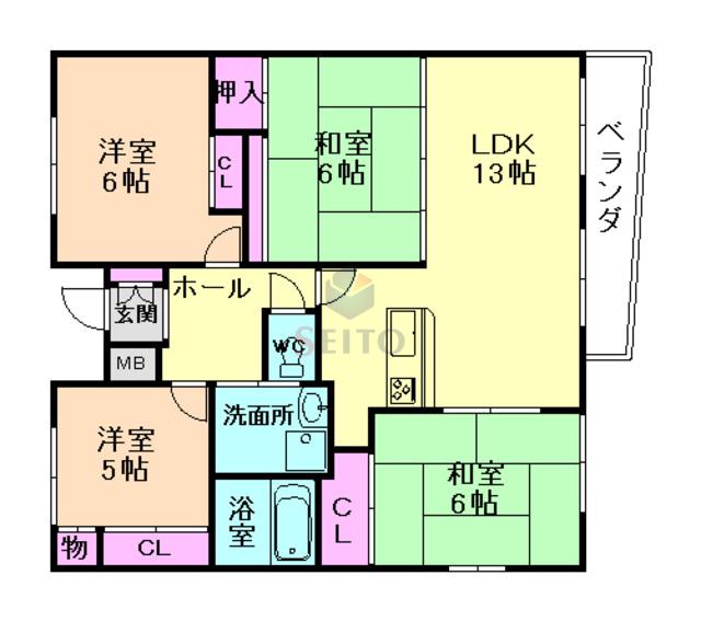 COLLECTION刀根山(4LDK/5階)の間取り写真