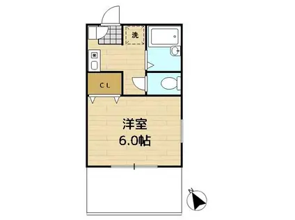 スタジオディオス(1K/1階)の間取り写真