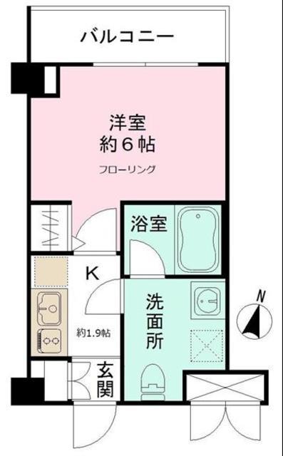 CYNTHIA代田橋III(1K/2階)の間取り写真
