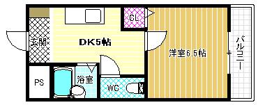 メゾン松原(1DK/3階)の間取り写真