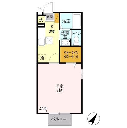 ピュアコートD棟(1K/1階)の間取り写真