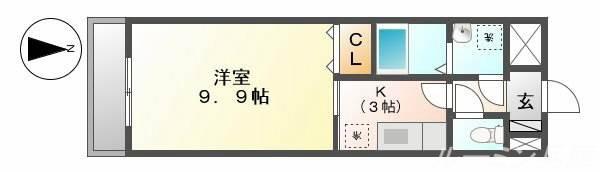 フォレストビュー(1K/2階)の間取り写真