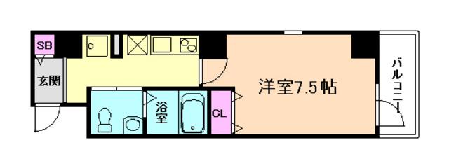 プランドール梅田(1K/7階)の間取り写真