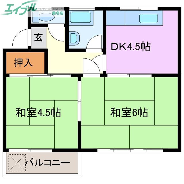 ソシアY(2DK/2階)の間取り写真