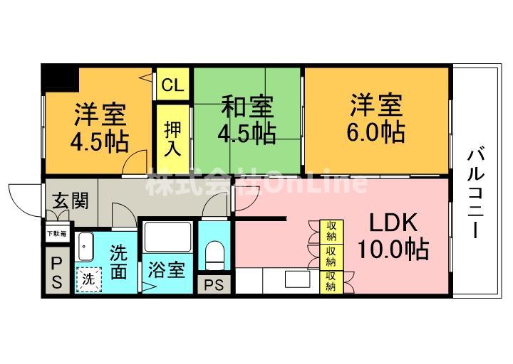ツインコートM(3LDK/9階)の間取り写真