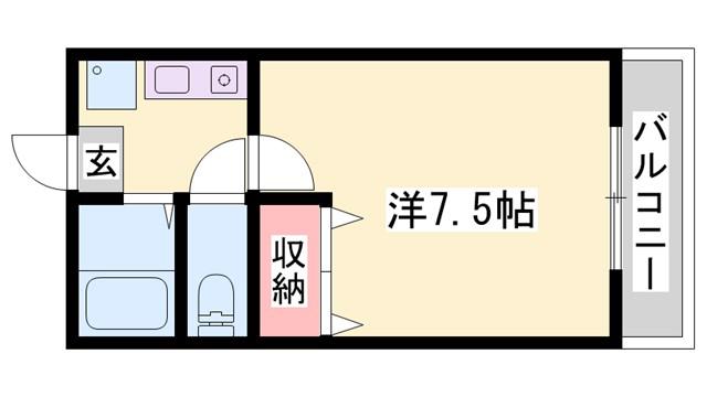 アムールMI中地I(1K/3階)の間取り写真