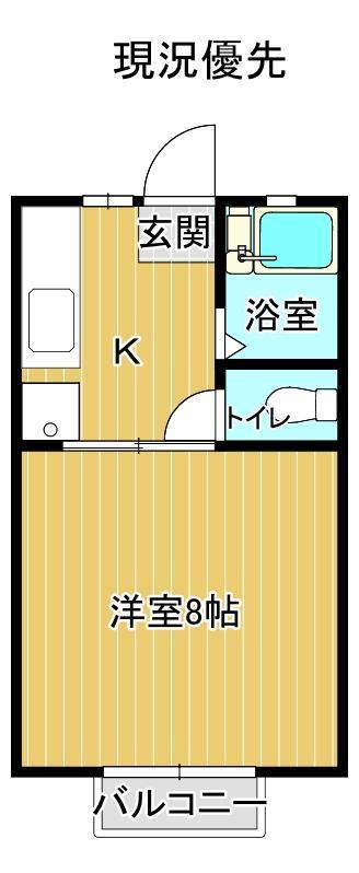古川ハイツ(1K/2階)の間取り写真