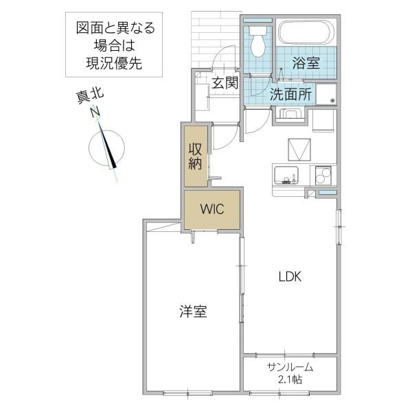 シャトンB(1LDK/1階)の間取り写真