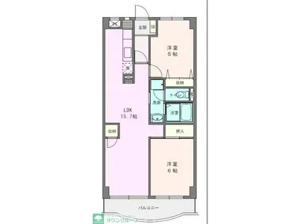 ボヌール秦野II(2LDK/2階)の間取り写真