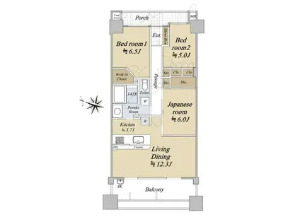 千里中央アインス(3LDK/12階)の間取り写真