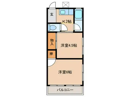 メゾン谷本(2K/2階)の間取り写真