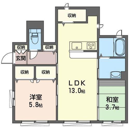 アマ-レント(2LDK/1階)の間取り写真