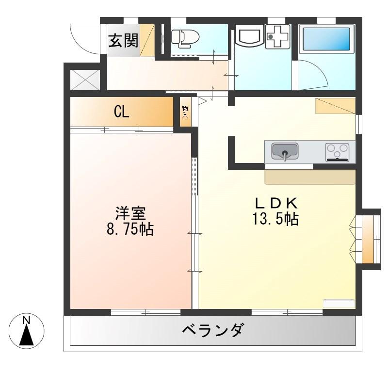 メゾンドMJ陽東(1LDK/3階)の間取り写真