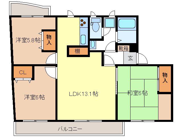 カサフィーナAI(3LDK/1階)の間取り写真