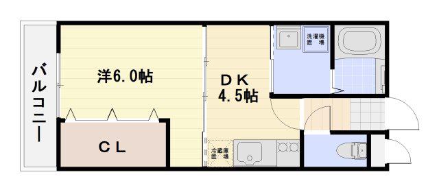 ソレイユコート(1DK/2階)の間取り写真