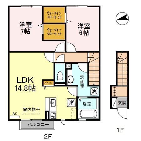 リッシュ宮内 II(2LDK/2階)の間取り写真