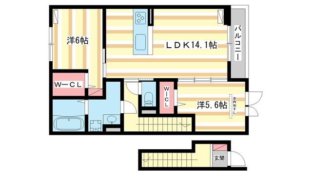 アムフル(2LDK/2階)の間取り写真