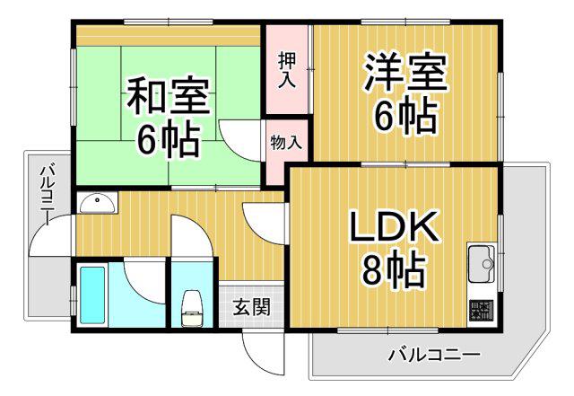 富士マンション(2LDK/3階)の間取り写真