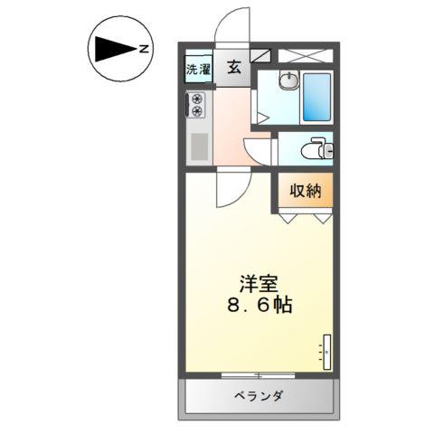 エステート山下(1K/2階)の間取り写真