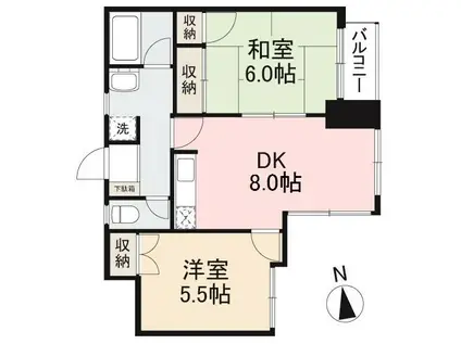 ロイヤルメゾン栗林(2DK/3階)の間取り写真