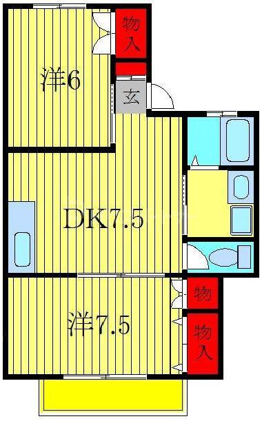 グリーンコーポ皆川(2DK/1階)の間取り写真