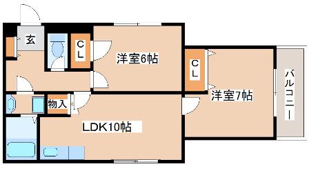 カミーリア神戸西(2LDK/3階)の間取り写真